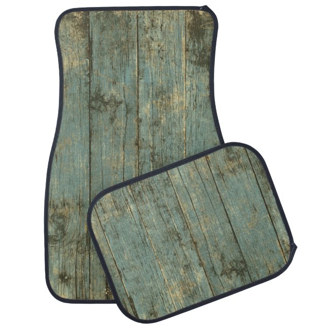 Rugged Distressed Old Planks Blue  Car Floor Mats (Set)