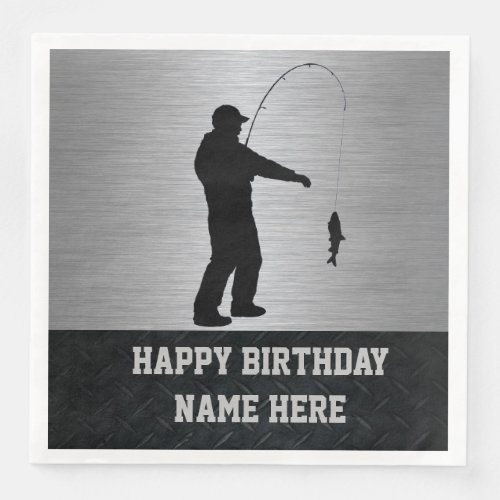 Rugged Fishing Birthday Napkins