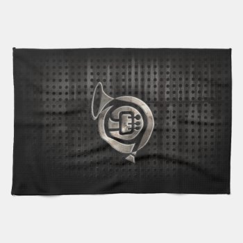 Rugged French Horn Kitchen Towel by MusicPlanet at Zazzle