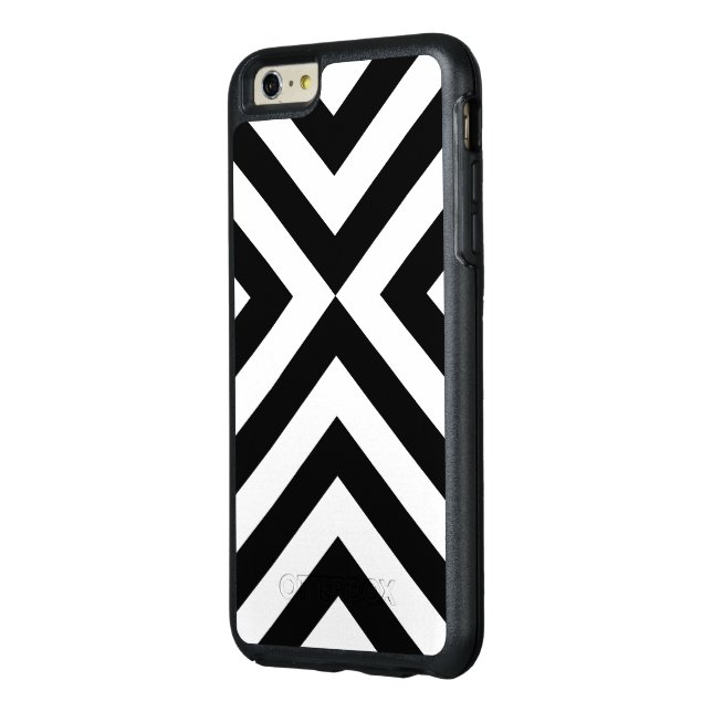 Rugged Geometric Black and White Chevrons Otterbox iPhone Case (Back/Left)