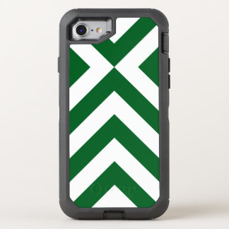 Rugged Geometric Green and White Chevrons OtterBox Defender iPhone SE/8/7 Case