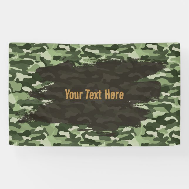 Rugged Green Camouflage Personalized Banner (Horizontal)