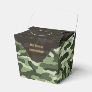 Rugged Green Camouflage Personalized Favor Boxes
