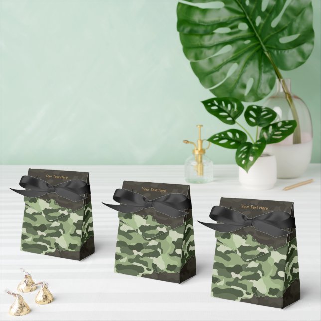 Rugged Green Camouflage Personalized Favor Boxes (Multiple)