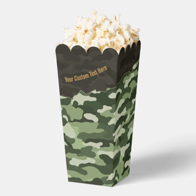 Rugged Green Camouflage Personalized Favor Boxes (Popped)