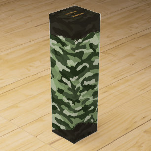 Rugged Green Camouflage Personalized Wine Box