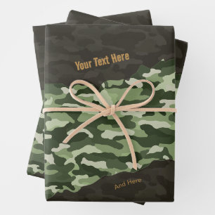 Rugged Green Camouflage Personalized Wrapping Paper Sheets