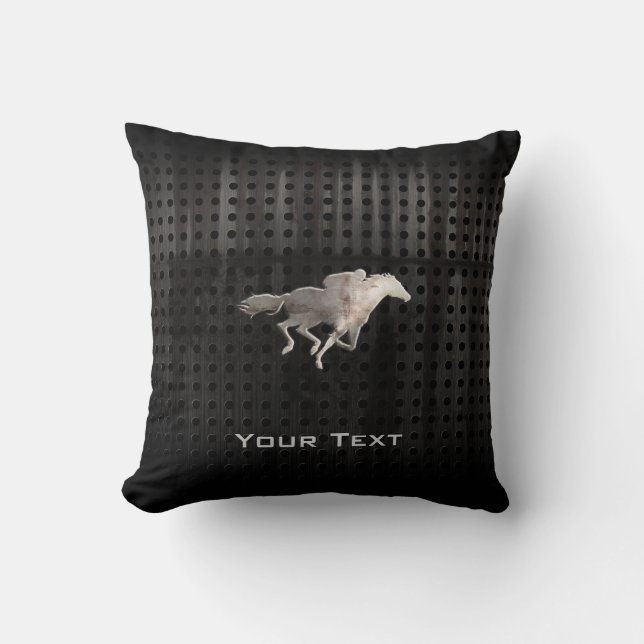 Rugged Horse Racing Throw Pillow (Front)