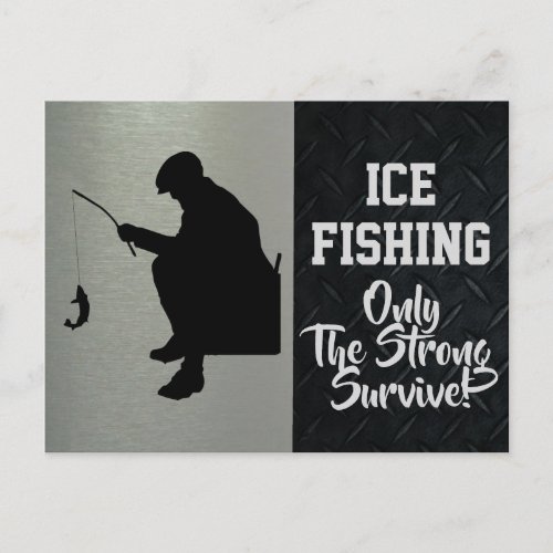 Rugged Ice Fishing Winter Sports Hobby Men Postcard