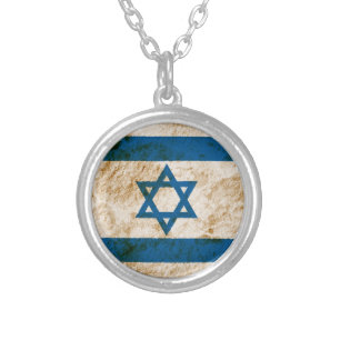 Rugged Israeli Flag Silver Plated Necklace