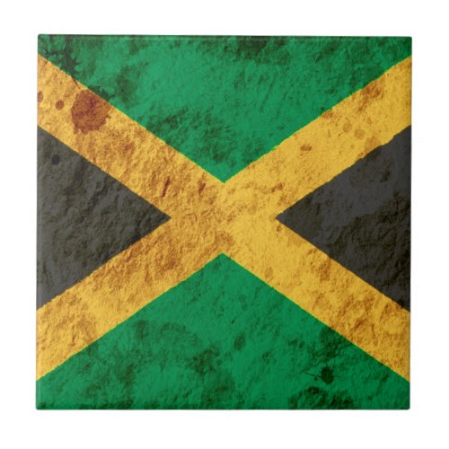 Rugged Jamaican Flag Ceramic Tile