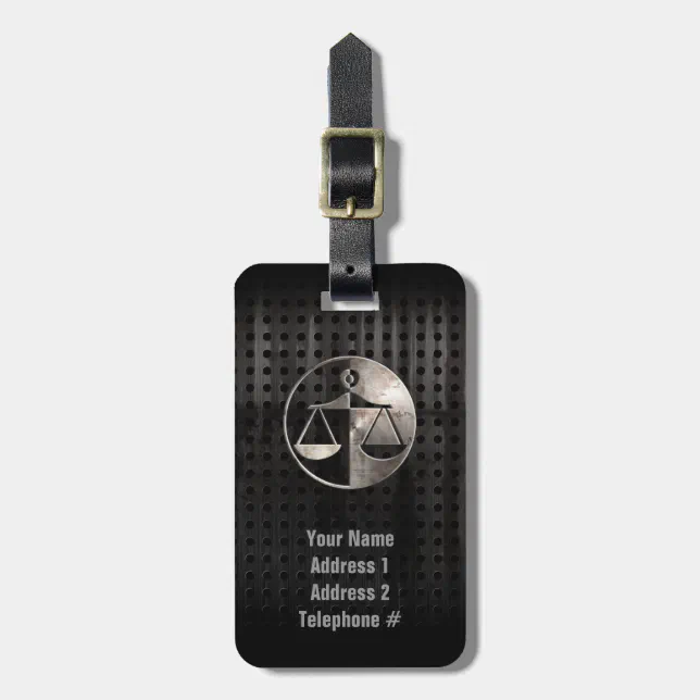 Rugged Justice Scales Luggage Tag (Front Vertical)