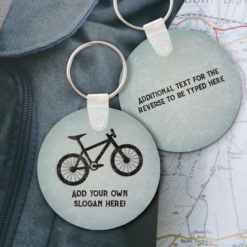 Rugged Look Mountain Bike _ your text front  back Keychain