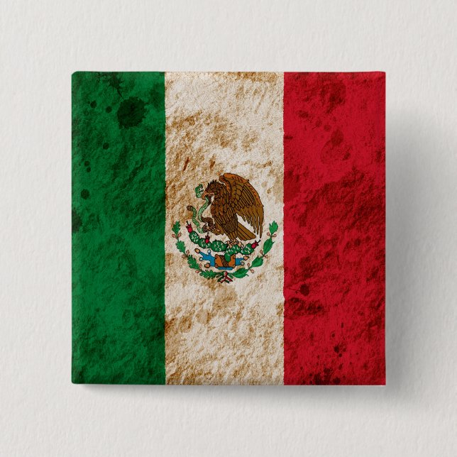 Rugged Mexican Flag Pinback Button (Front)