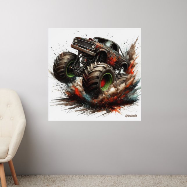 Rugged Mud-Splash Off-Road Monster Truck Wall Decal (Living Room 2)