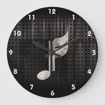 Rugged Music Note Large Clock by MusicPlanet at Zazzle