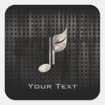 Rugged Music Note Square Sticker by MusicPlanet at Zazzle