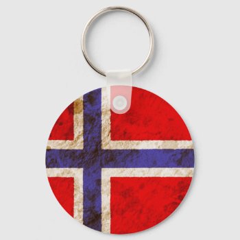 Rugged Norwegian Flag Keychain by JeffBartels at Zazzle