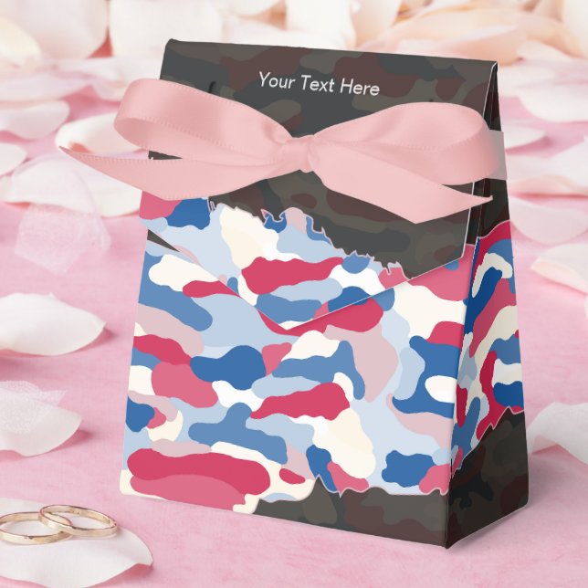 Rugged Patriotic Camouflage Personalized Favor Boxes (Wedding)