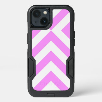 Rugged Pink and White Chevrons iPhone 13 Case
