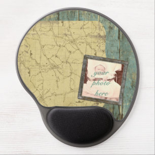 Rugged Planks Blue Photo Frame Gel Mousepads