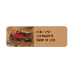 Rugged red muddy jeep wrangler custom labels