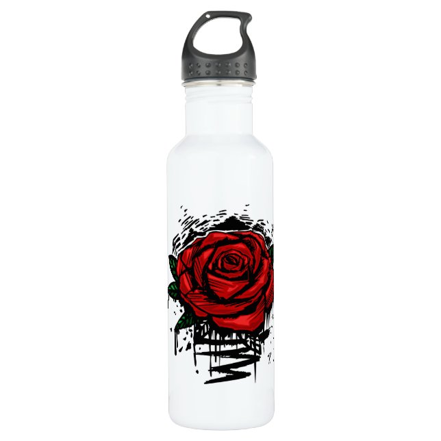 Rugged Rose Stainless Steel Water Bottle (Front)