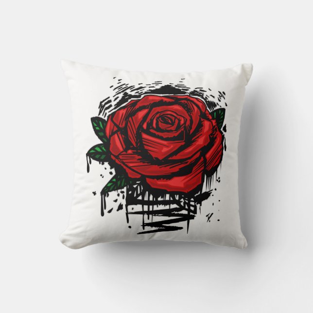 Rugged Rose Throw Pillow (Front)