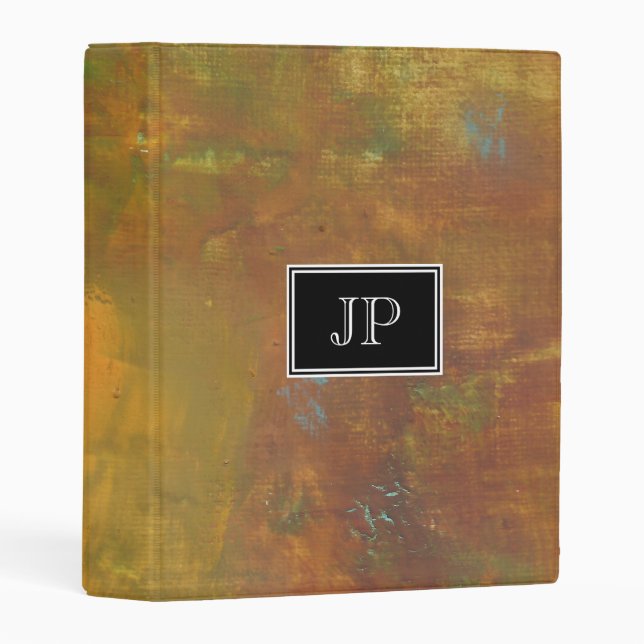 Rugged Rustic Earth Tones Abstract with Monogram Mini Binder (Front/Spine)