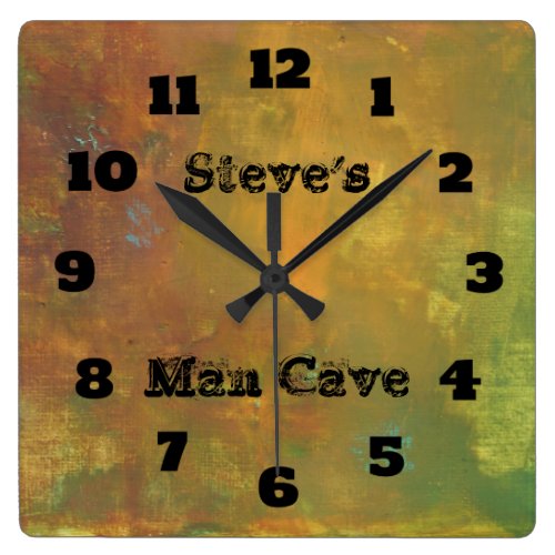 Rugged Rustic Earthy Tones Abstract Man Cave Square Wall Clocks