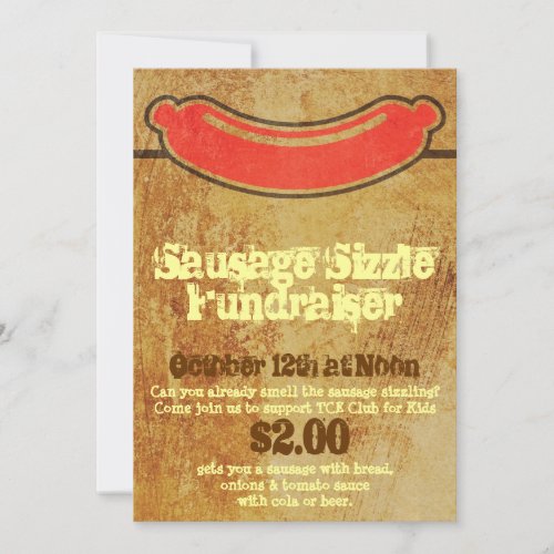 Rugged Sausage Sizzle Party Invitation