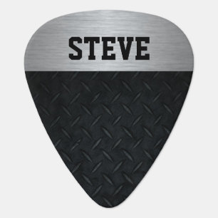 Rugged Silver and Black Diamond Plate Name Pick