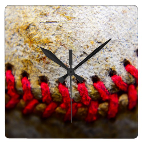 Rugged square baseball lace clock