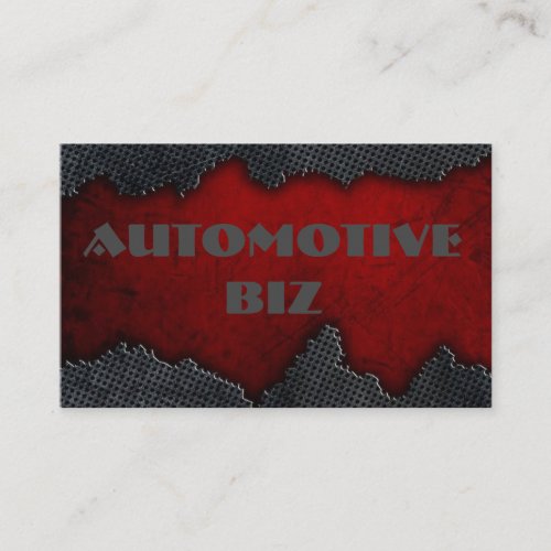 Rugged Steel Grey  Blood Red Auto Business Cards