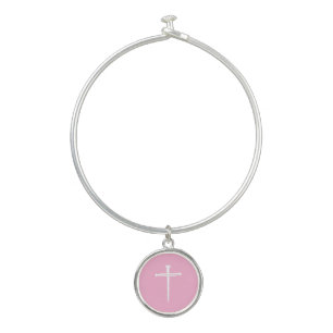 Rugged Three Nails White Cross Christian Bangle Bracelet