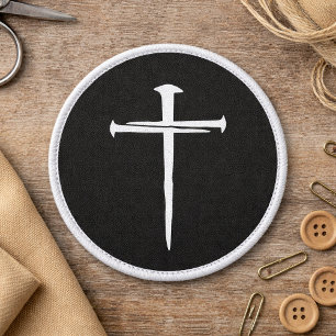 Rugged Three Nails White Cross Christian Patch