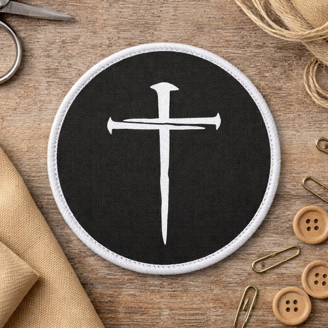 Rugged Three Nails White Cross Christian Patch (Creator Uploaded)