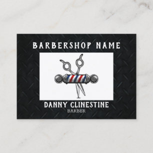 Rugged Trendy Modern Barber Scissors Barbershop Business Card