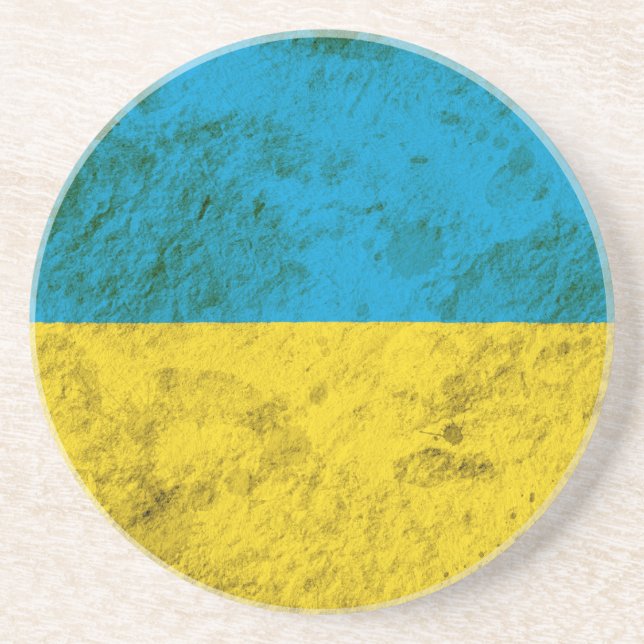 Rugged Ukrainian Flag Drink Coaster (Front)