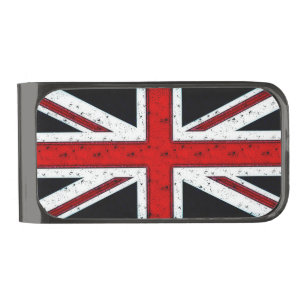 Rugged Union Jack Gunmetal Finish Money Clip