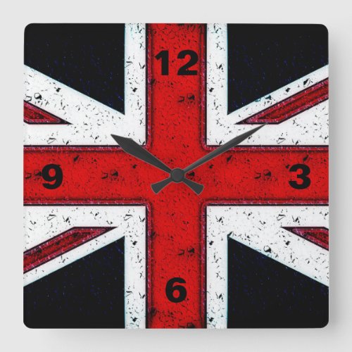 Rugged Union Jack Square Wall Clock