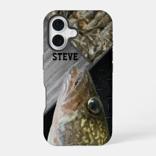 Rugged Walleye Fishing Camo Name Men's Cool iPhone 16 Case