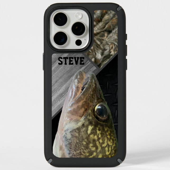 Rugged Walleye Fishing Camo Name Men's Cool Speck iPhone Case (Front)