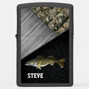 Rugged Walleye Fishing Camo Name Men's Cool Zippo Lighter