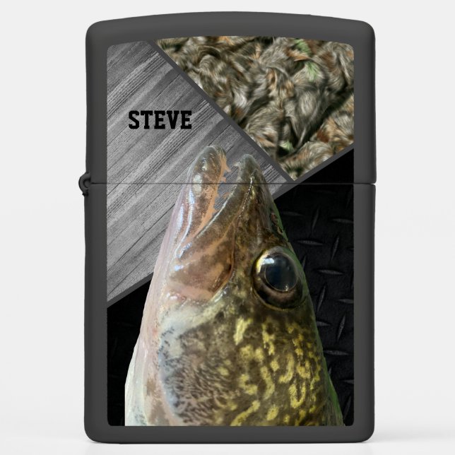Rugged Walleye Fishing Camo Name Men's Cool Zippo  Zippo Lighter (Front)