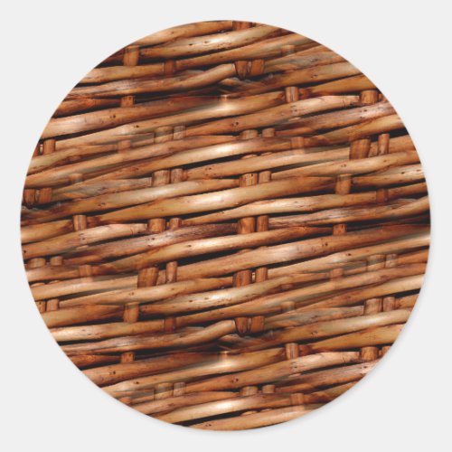 Rugged Wicker Basket Look Classic Round Sticker