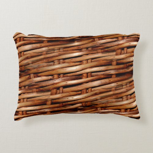 Rugged Wicker Basket Look Decorative Pillow