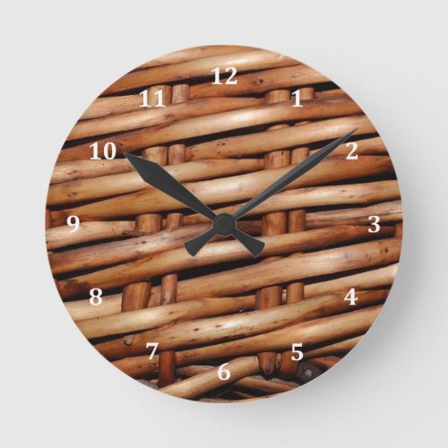 Rugged Wicker Basket Look Round Clock