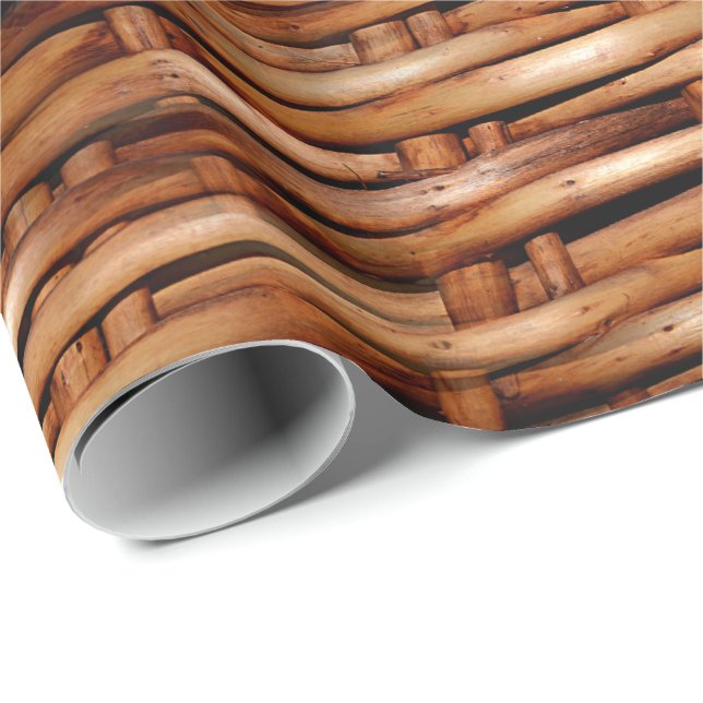 Rugged Wicker Basket Look Wrapping Paper (Roll Corner)