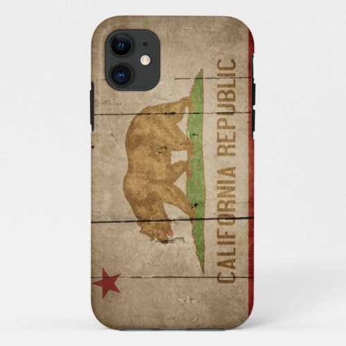 Rugged Wood California Flag iPhone 11 Case